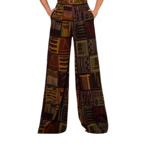Nikita Mhaisalkar Anthropologie Wide-Leg Pants Small Multicolor Abstract Pattern